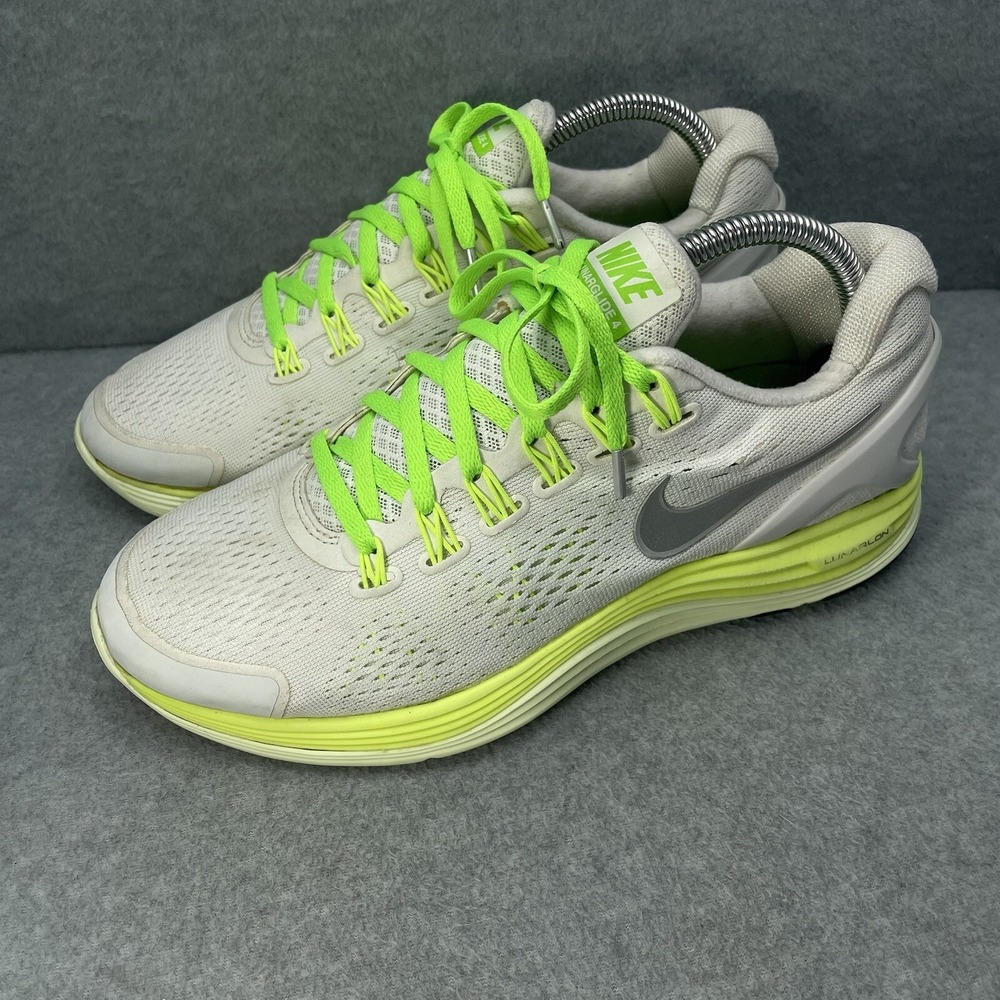 Nike Women Lunarglide 4 White Green 8.5 Running Cross Training Athletic Shoes